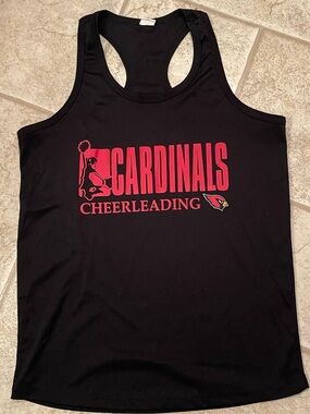 Cardinals Cheerleading Black Tank Top with Red Graphic